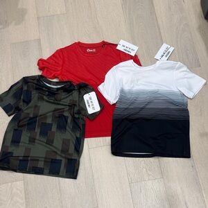 Lot of 3 Kids Short Sleeve activewear Tees - Red, Green, and White